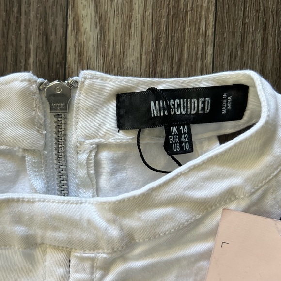 Missguided White halter neck‎ ruched dress size 14 white cotton evening dress - Picture 9 of 12